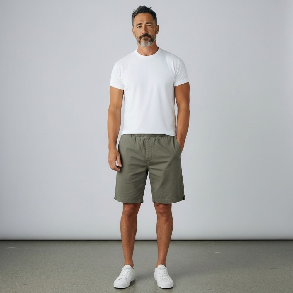 Abercrombie & Fitch Mens Olive Green Cotton Linen Blend Stretch preppy Shorts S